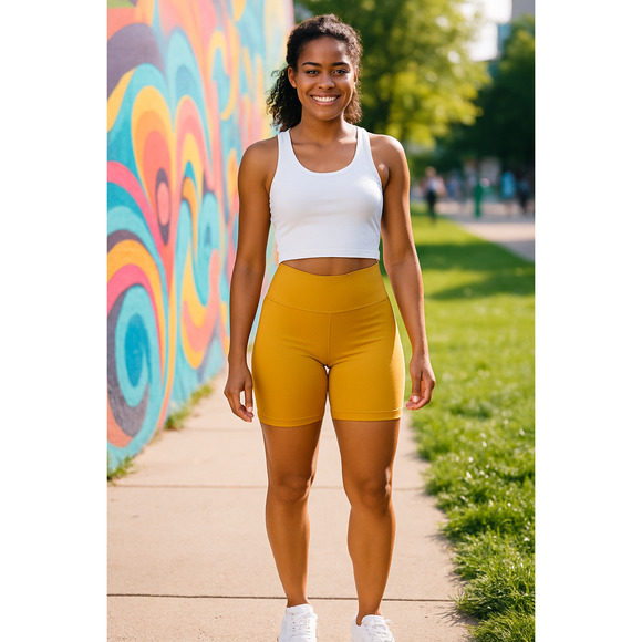 Mustard Yogalicious Biker Shorts – Size S - Picture 1 of 8